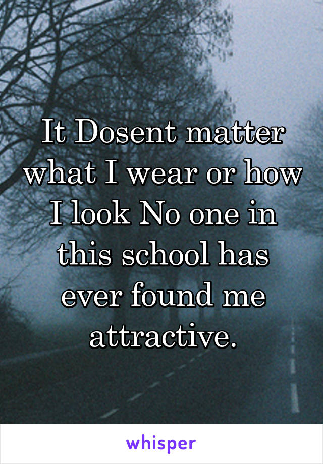 It Dosent matter what I wear or how I look No one in this school has ever found me attractive.