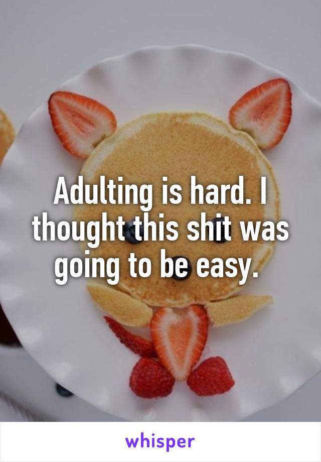 Adulting is hard. I thought this shit was going to be easy. 