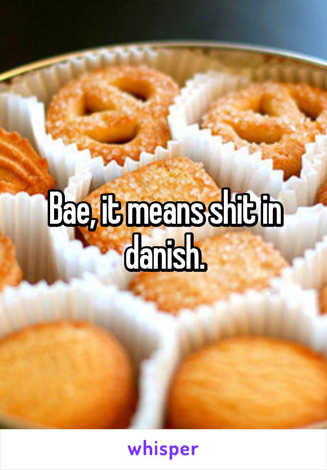 Bae, it means shit in danish.