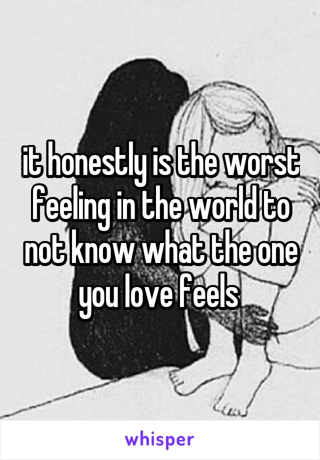 it honestly is the worst feeling in the world to not know what the one you love feels 