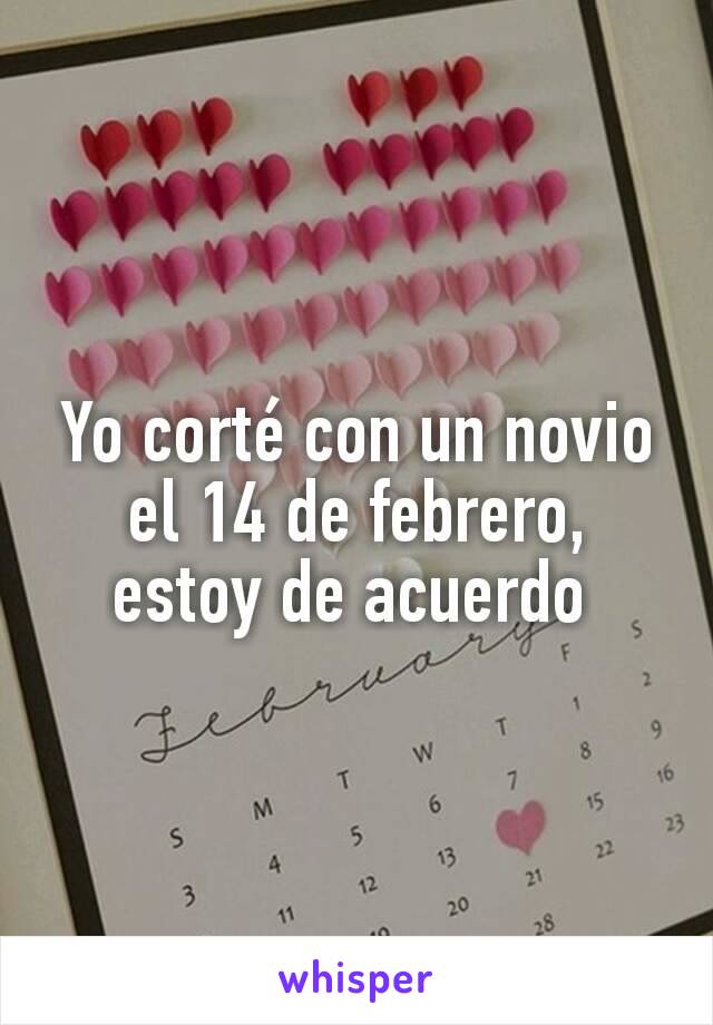 Yo corté con un novio el 14 de febrero, estoy de acuerdo 