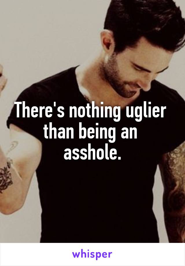 There's nothing uglier 
than being an 
asshole.