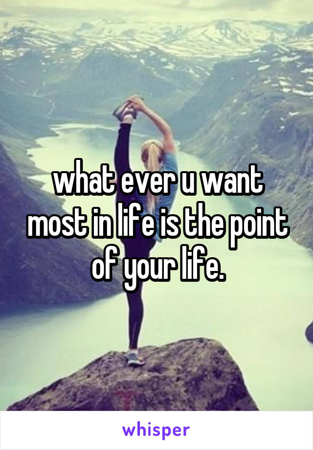 what ever u want most in life is the point of your life.