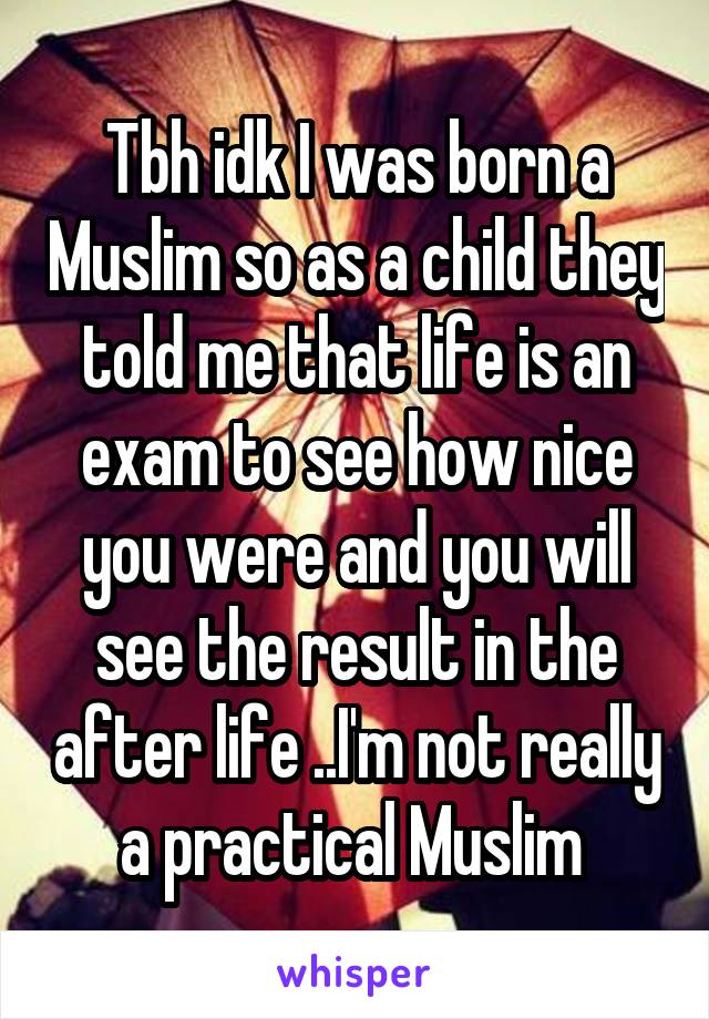 Tbh idk I was born a Muslim so as a child they told me that life is an exam to see how nice you were and you will see the result in the after life ..I'm not really a practical Muslim 
