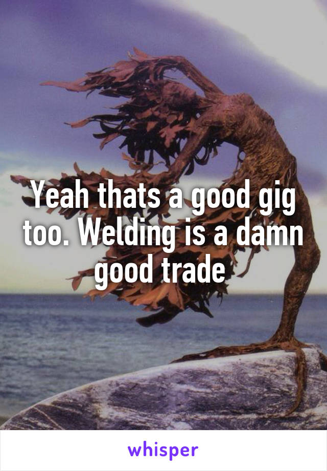 Yeah thats a good gig too. Welding is a damn good trade 