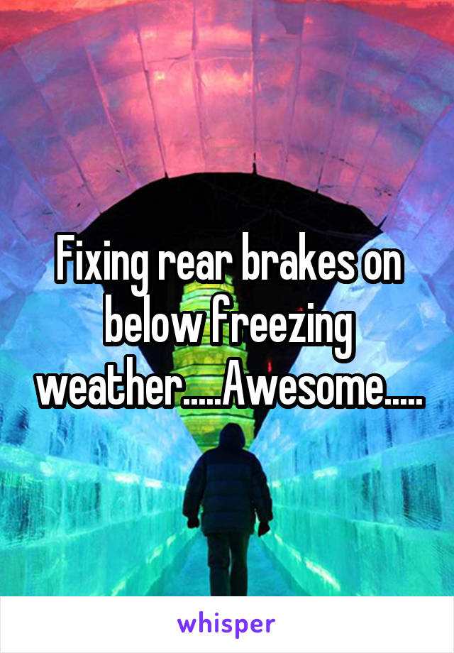 Fixing rear brakes on below freezing weather.....Awesome.....