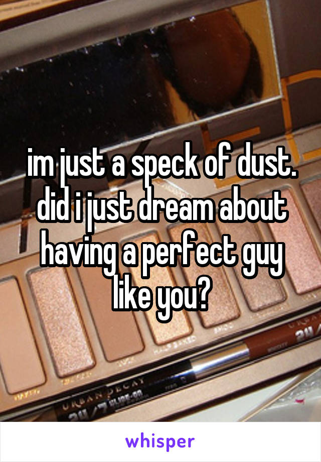 im just a speck of dust. did i just dream about having a perfect guy like you?