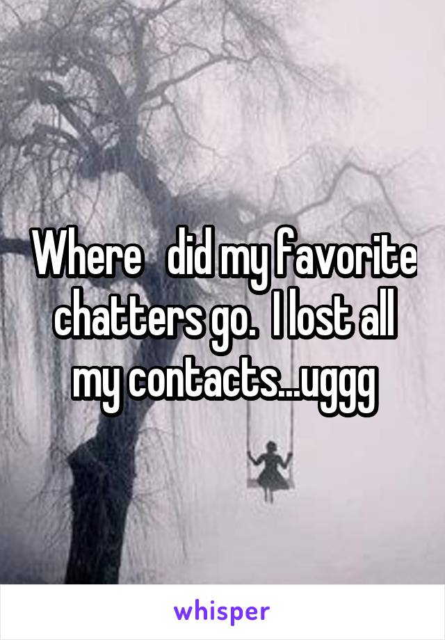 Where   did my favorite chatters go.  I lost all my contacts...uggg