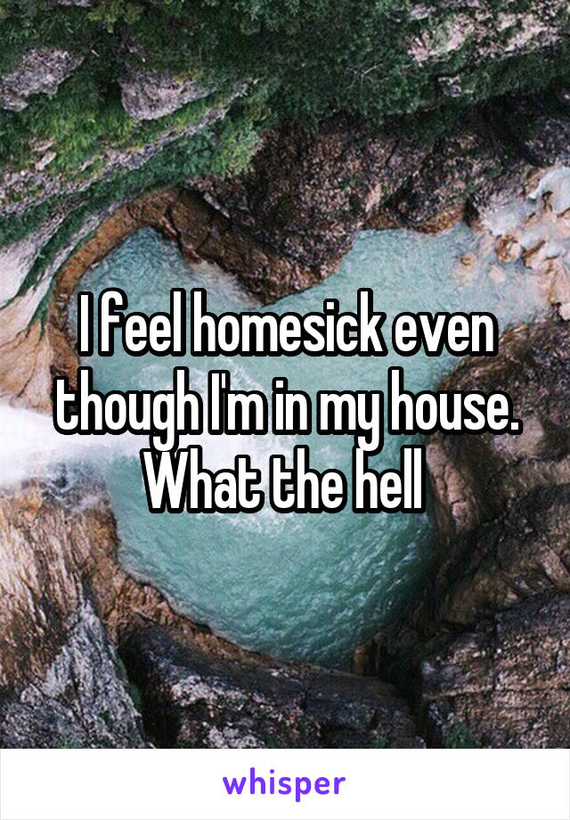 I feel homesick even though I'm in my house. What the hell 