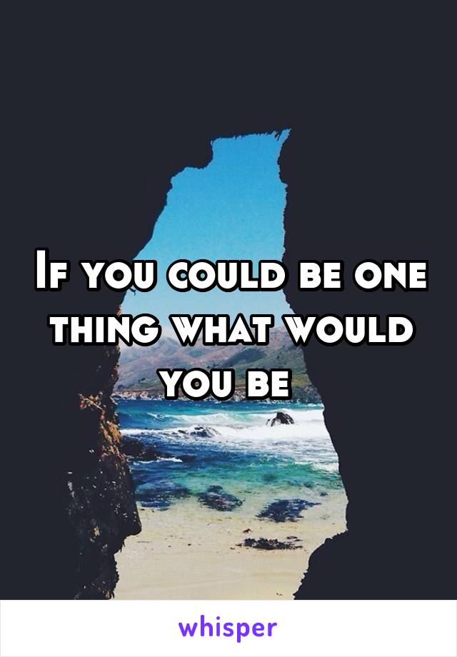 If you could be one thing what would you be 