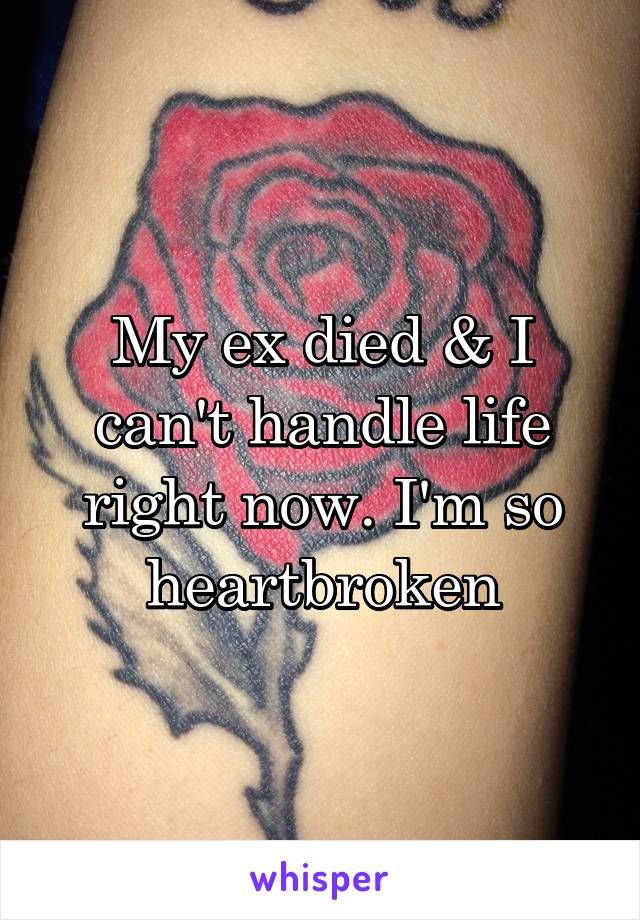 My ex died & I can't handle life right now. I'm so heartbroken