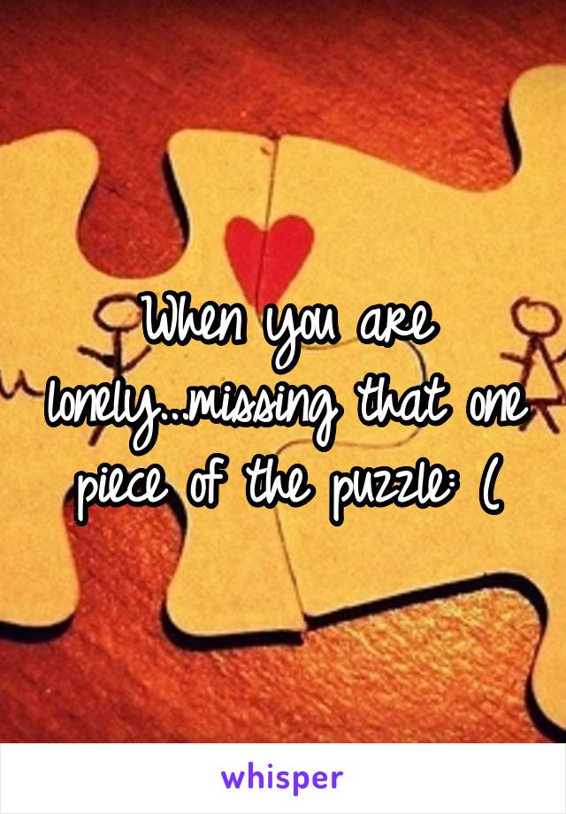 When you are lonely...missing that one piece of the puzzle: (