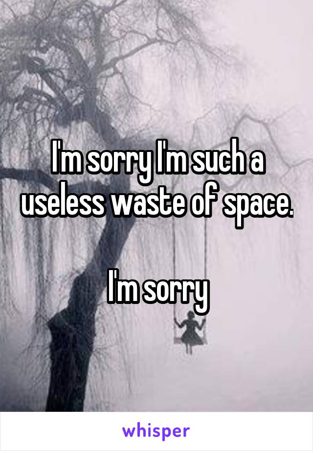 I'm sorry I'm such a useless waste of space.

I'm sorry