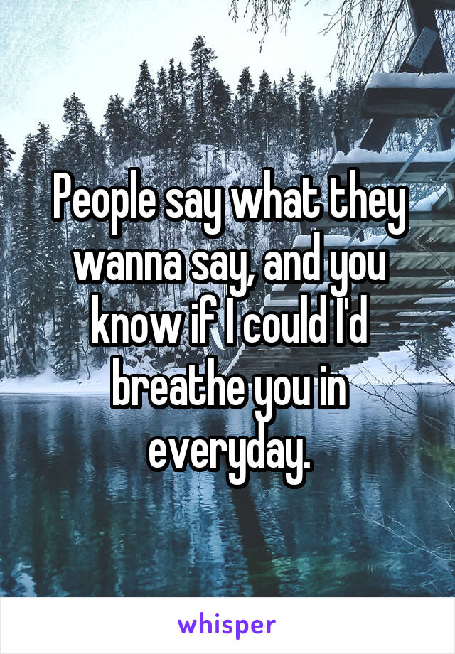 People say what they wanna say, and you know if I could I'd breathe you in everyday.