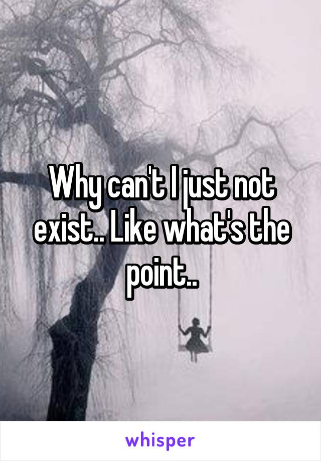 Why can't I just not exist.. Like what's the point..