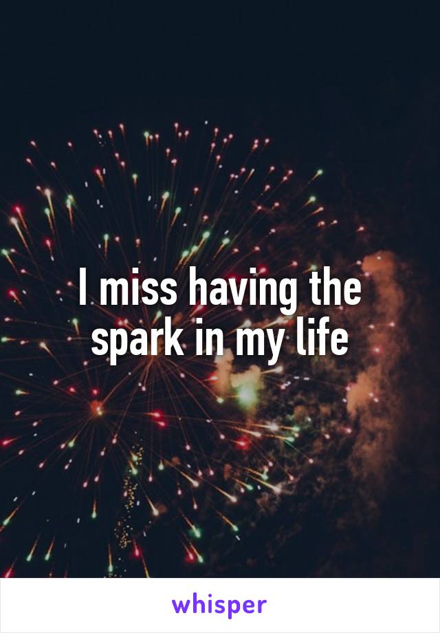 I miss having the spark in my life