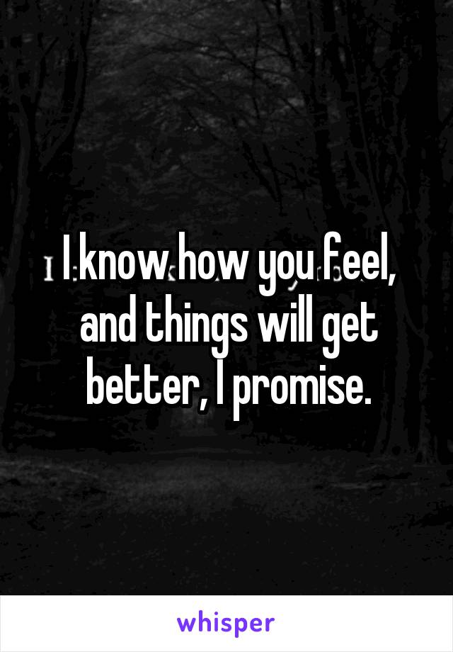 I know how you feel, and things will get better, I promise.