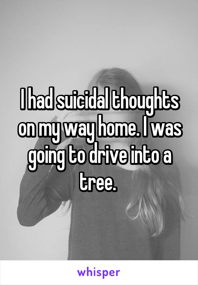 I had suicidal thoughts on my way home. I was going to drive into a tree. 