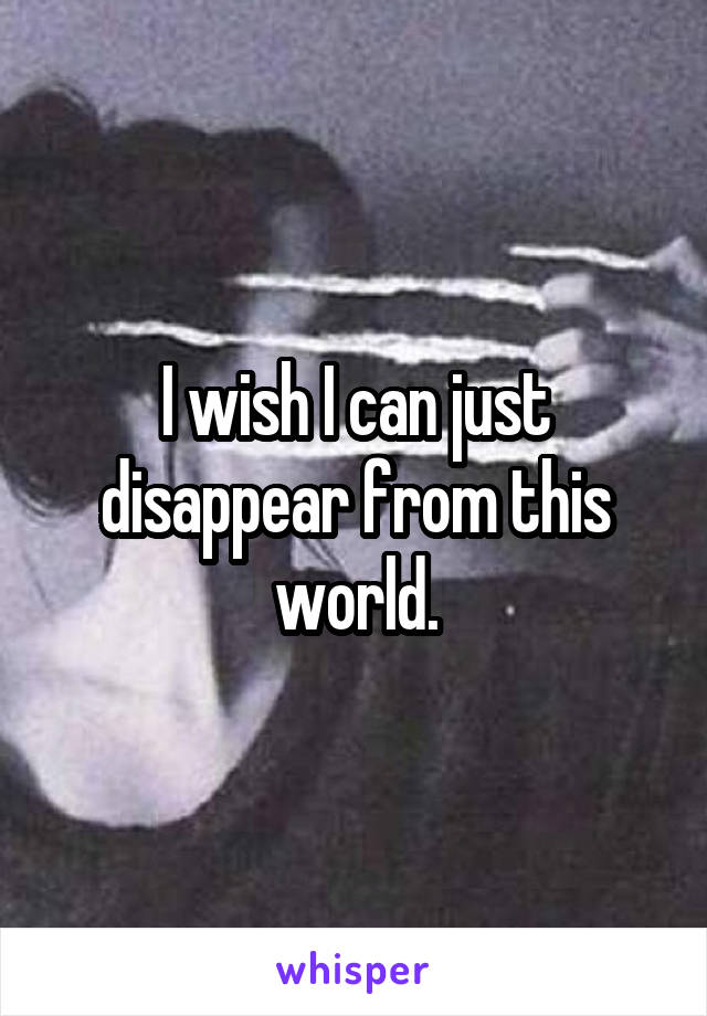 I wish I can just disappear from this world.