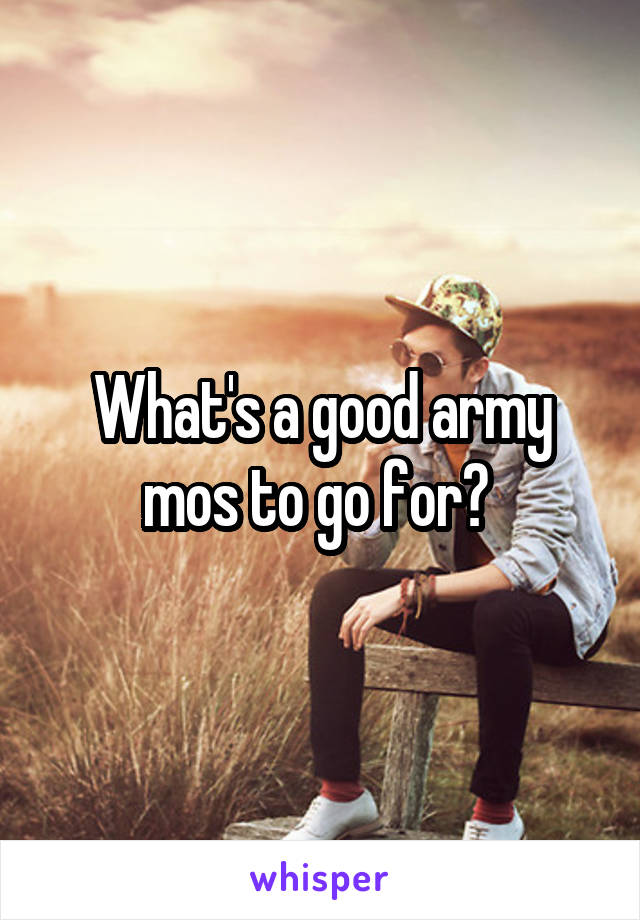 What's a good army mos to go for? 