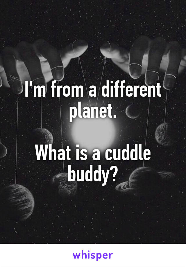 I'm from a different planet.

What is a cuddle buddy?