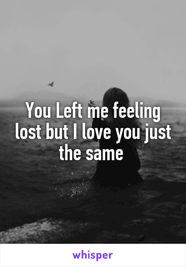 You Left me feeling lost but I love you just the same 