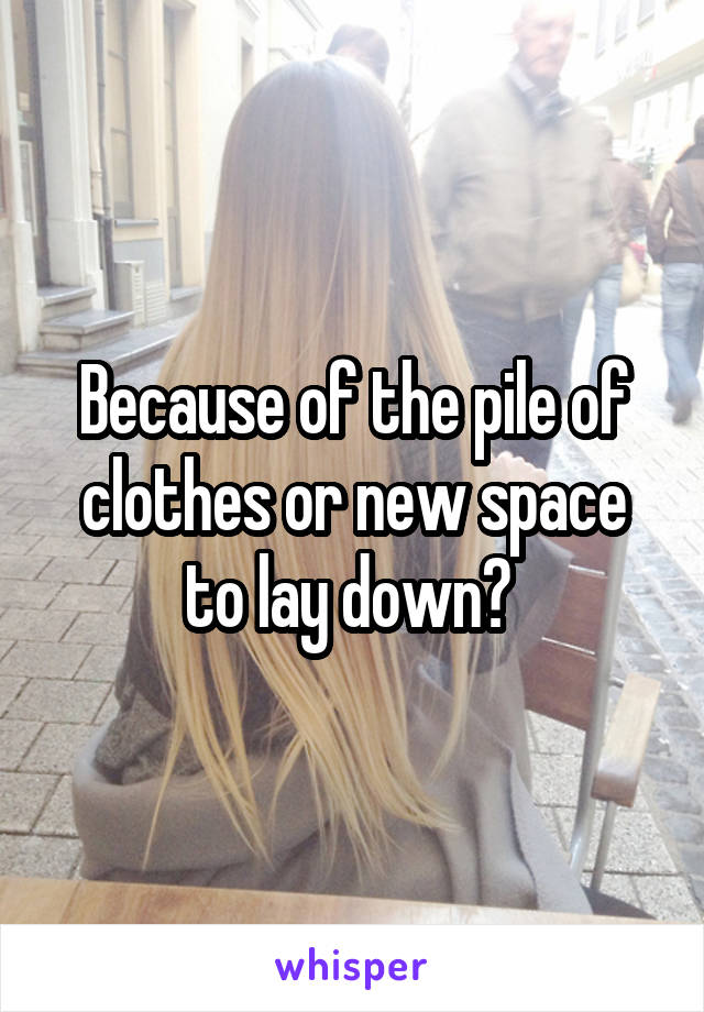 Because of the pile of clothes or new space to lay down? 