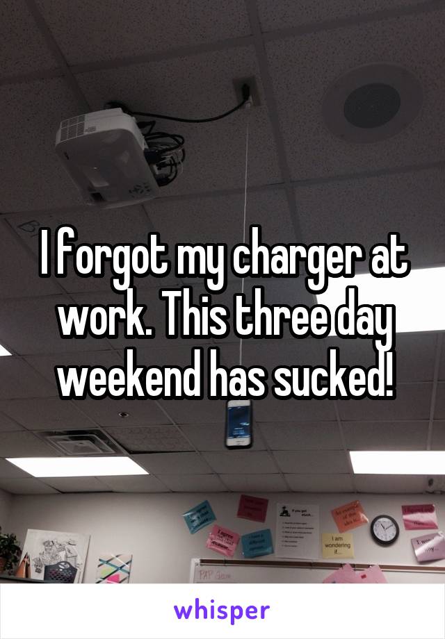 I forgot my charger at work. This three day weekend has sucked!