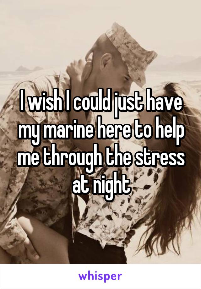 I wish I could just have my marine here to help me through the stress at night