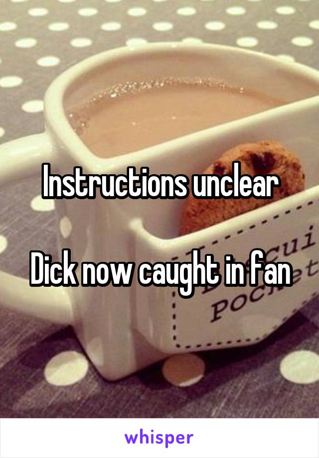 Instructions unclear

Dick now caught in fan