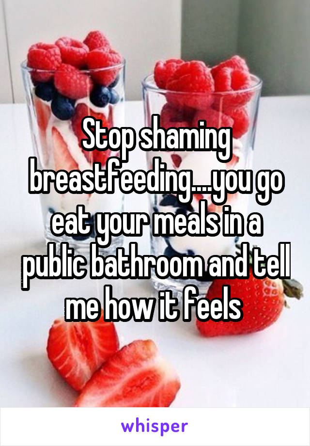 Stop shaming breastfeeding....you go eat your meals in a public bathroom and tell me how it feels 