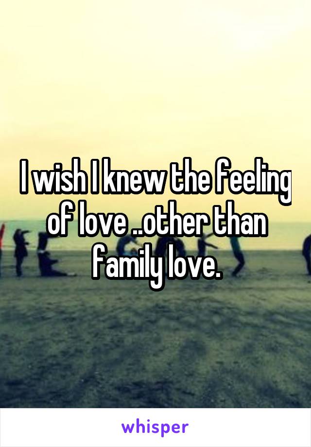 I wish I knew the feeling of love ..other than family love.