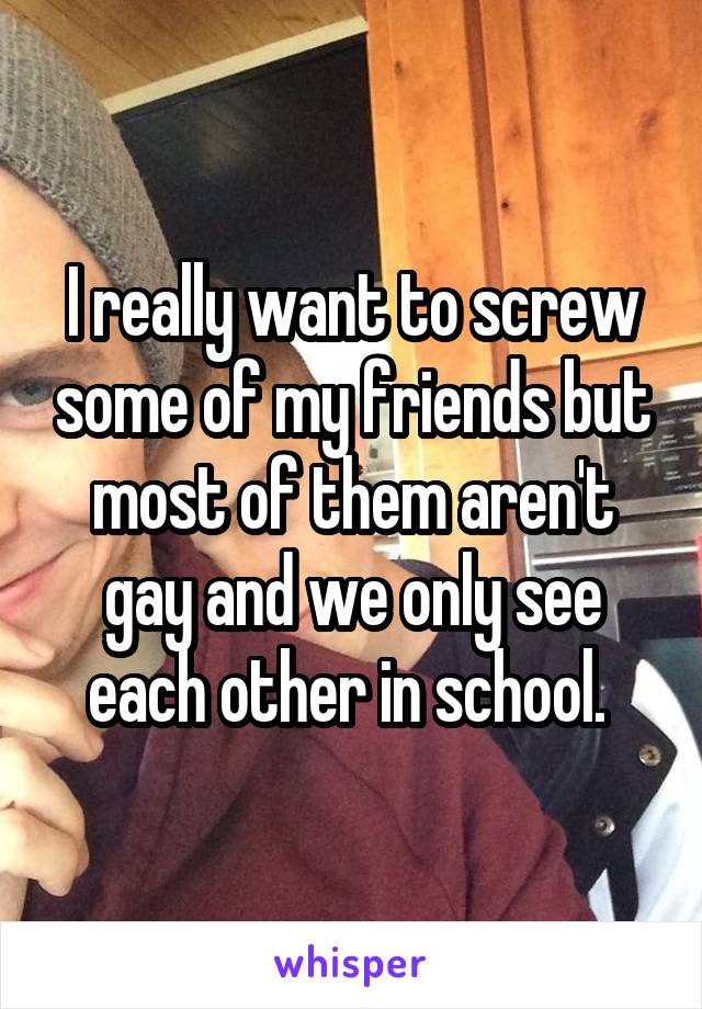 I really want to screw some of my friends but most of them aren't gay and we only see each other in school. 