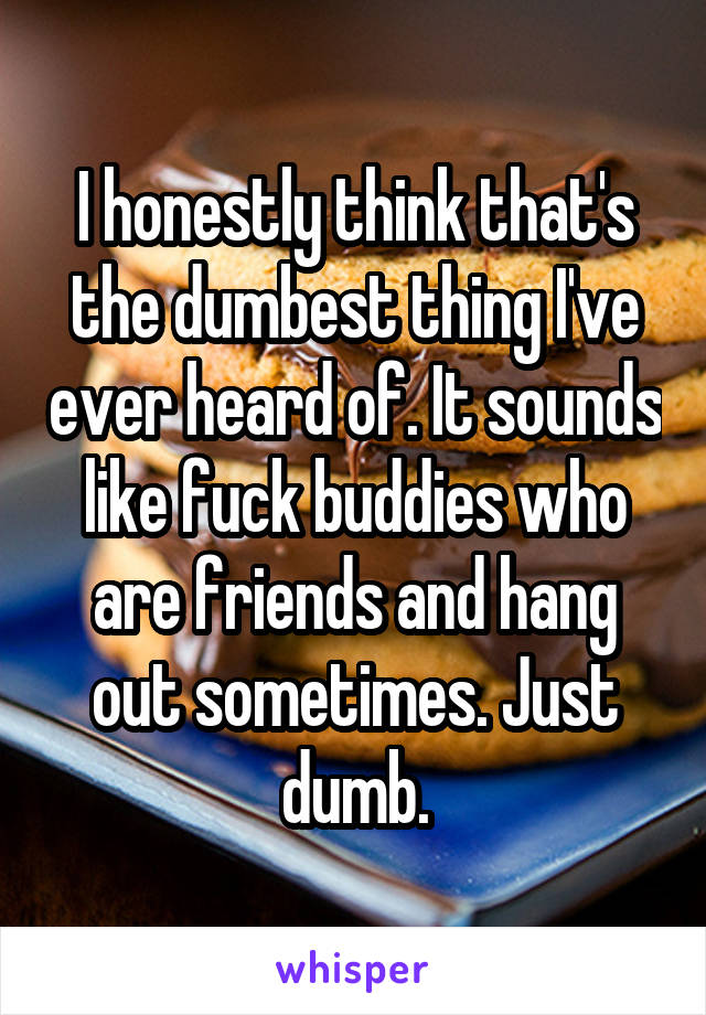 I honestly think that's the dumbest thing I've ever heard of. It sounds like fuck buddies who are friends and hang out sometimes. Just dumb.