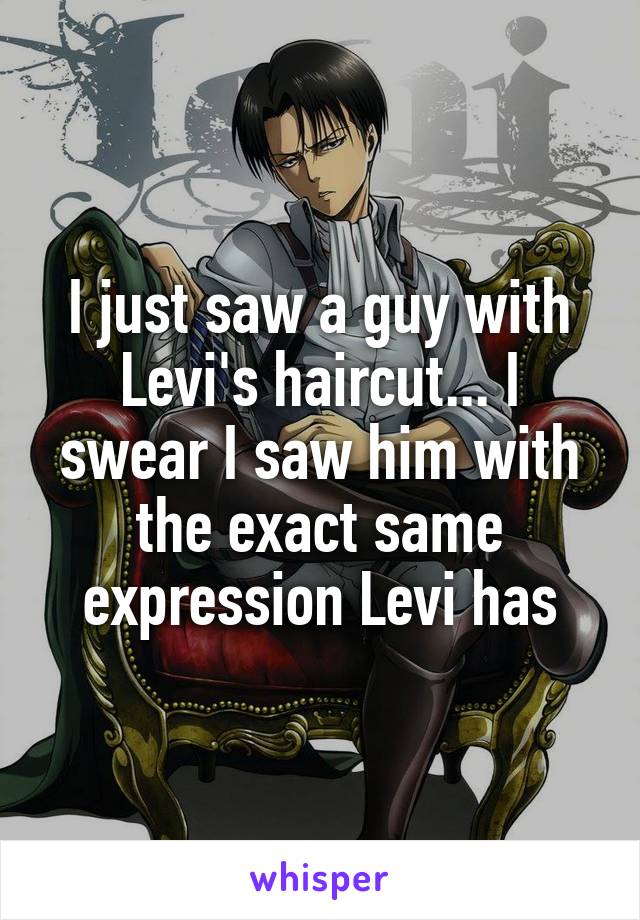 I just saw a guy with Levi's haircut... I swear I saw him with the exact same expression Levi has