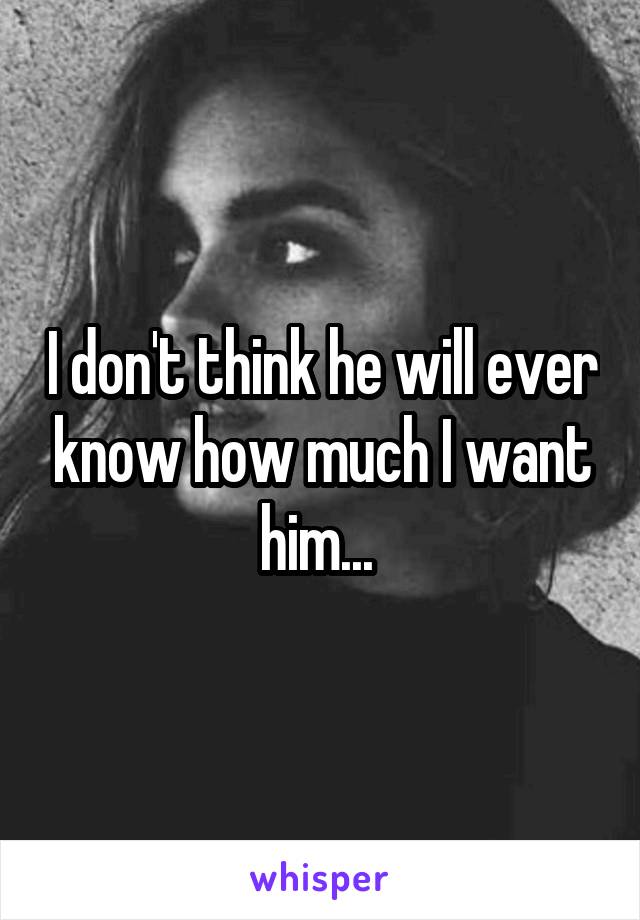 I don't think he will ever know how much I want him... 