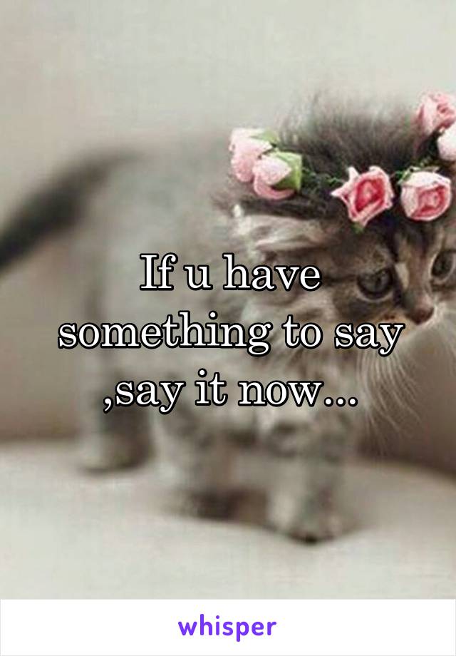 If u have something to say ,say it now...