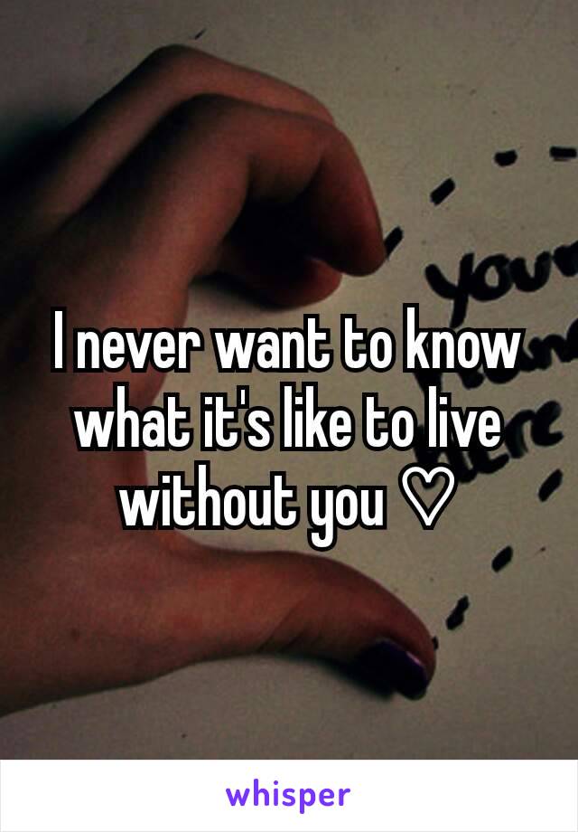 I never want to know what it's like to live without you ♡