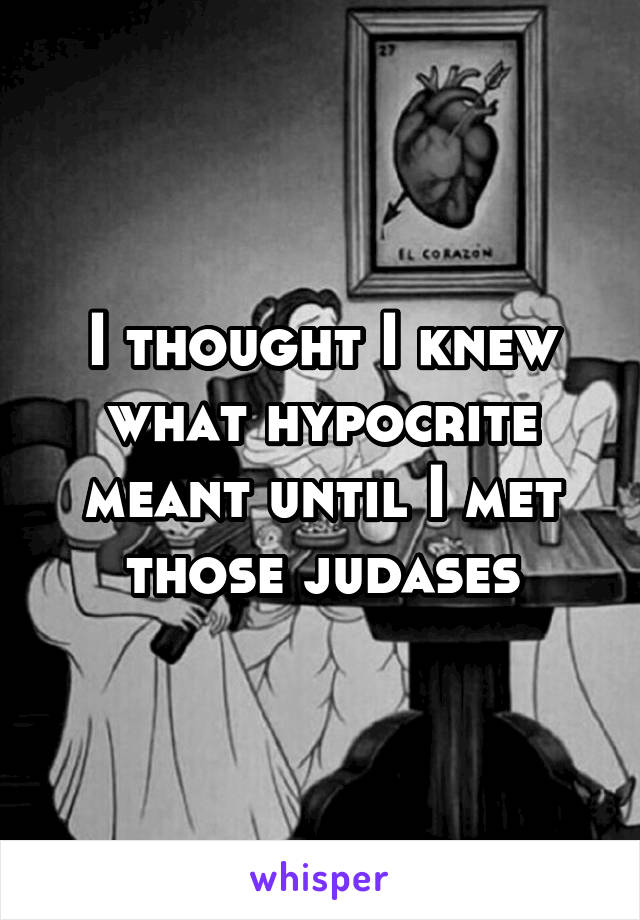 I thought I knew what hypocrite meant until I met those judases