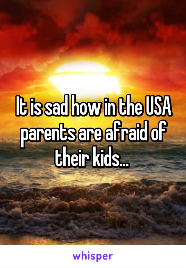 It is sad how in the USA parents are afraid of their kids... 