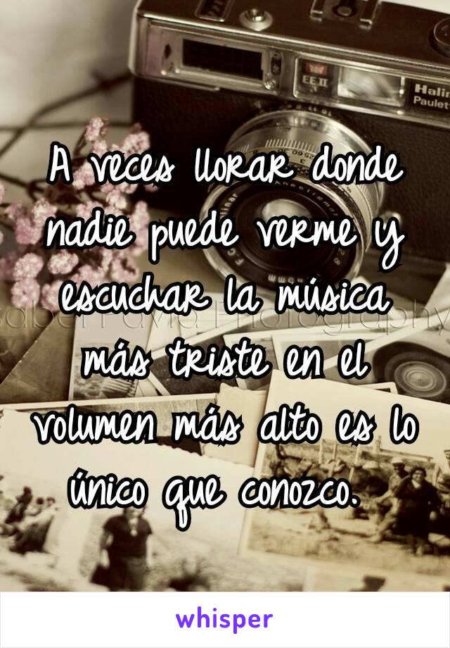 A veces llorar donde nadie puede verme y escuchar la música más triste en el volumen más alto es lo único que conozco. 