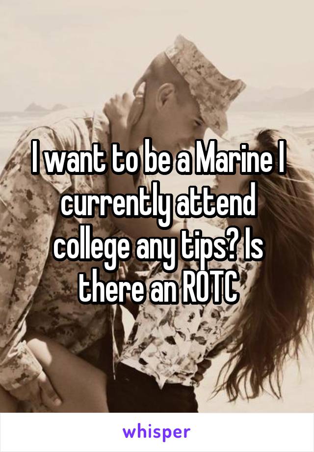 I want to be a Marine I currently attend college any tips? Is there an ROTC