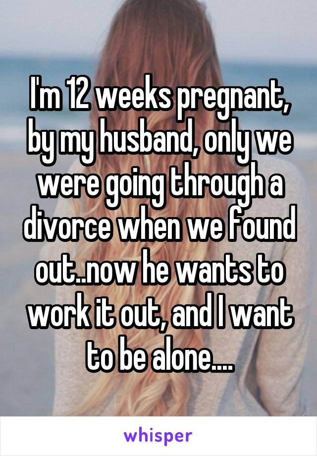 I'm 12 weeks pregnant, by my husband, only we were going through a divorce when we found out..now he wants to work it out, and I want to be alone....