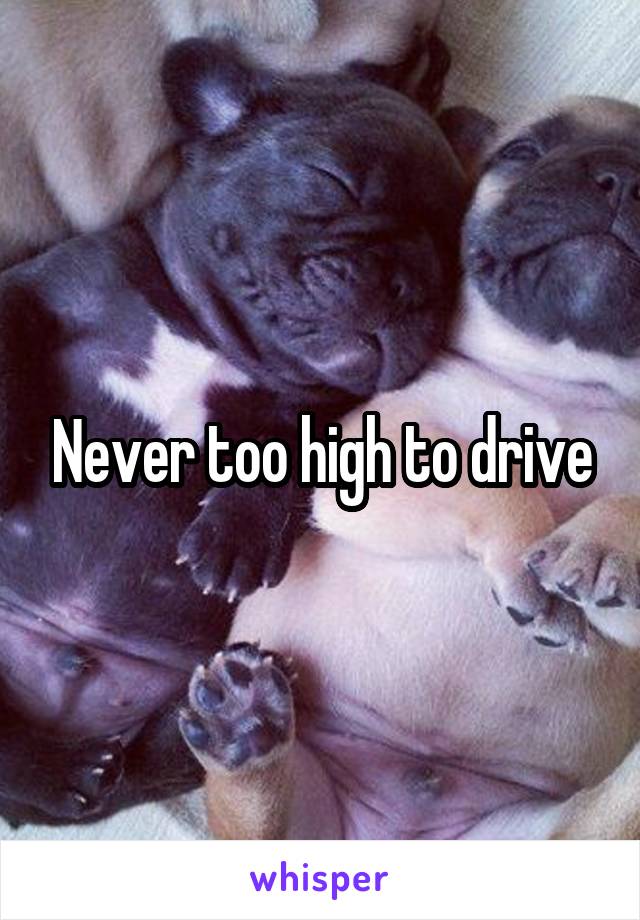 Never too high to drive