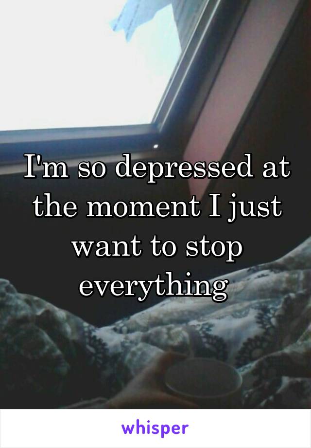 I'm so depressed at the moment I just want to stop everything 