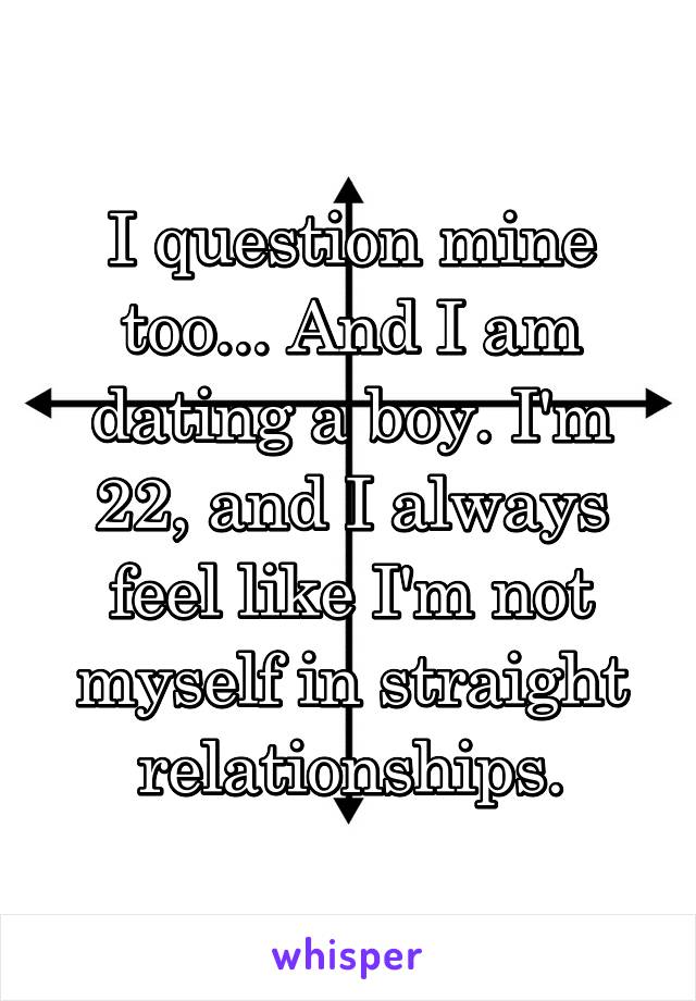 I question mine too... And I am dating a boy. I'm 22, and I always feel like I'm not myself in straight relationships.