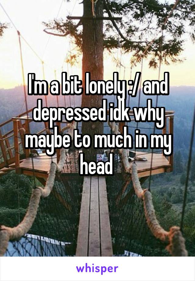 I'm a bit lonely :/ and depressed idk why maybe to much in my head 
