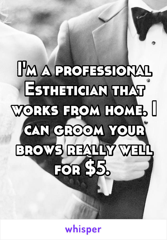 I'm a professional Esthetician that works from home. I can groom your brows really well for $5. 