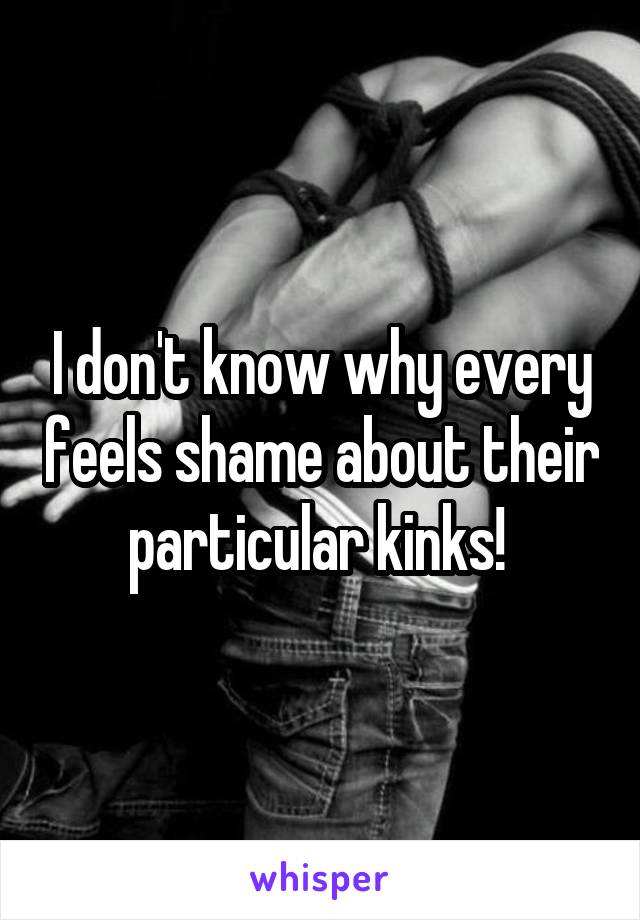 I don't know why every feels shame about their particular kinks! 