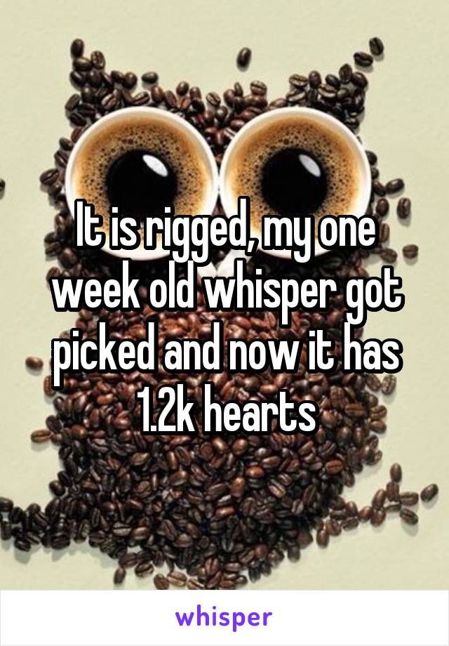 It is rigged, my one week old whisper got picked and now it has 1.2k hearts